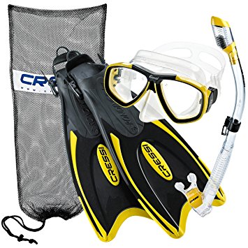 Cressi Palau Long Fins, Focus Mask, Dry Snorkel, Snorkeling Gear Package …