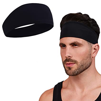 Sweat Bands Headbands for Men and Women - Sport Non-Slip Head Band, Workout Athletic Sweatband, Stretchy Moisture Wicking Unisex Hairband, Long Hair, Running, Hiking, Basketball, Tennis, Exercise Gym