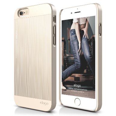 iPhone 6S Case, elago® [Outift Matrix][Champagne Gold] - [Premium Hybrid Construction][Brushed Aluminum][Spark Design Award] - for iPhone 6/6S