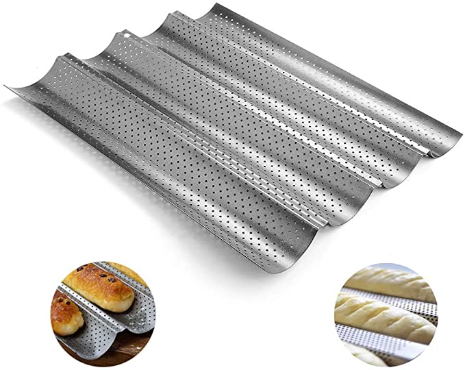ROARINGWILD Baguette Mold Pan French Bread Stick Baking Pan Nonstick Perforated Crisping Baking Tray Baking Beginners and Cake Lovers