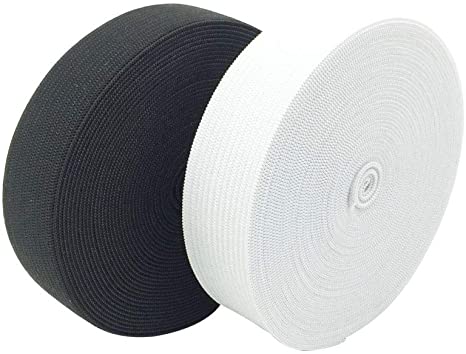 HYHP 2 Pack Sewing Elastic Band, 3/4 inch Wide Elastic Band for Sewing (White and Black)