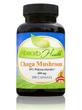 Chaga Mushroom Extract | 100 Capsules 400mg | 30% Polysaccharides | King of the Medicinal Mushrooms | Build Immune Health