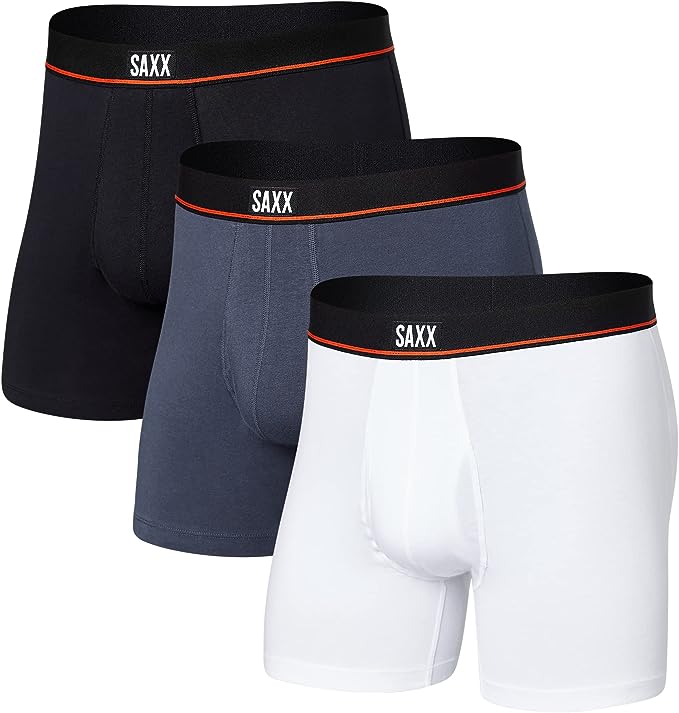 SAXX Men’s Underwear - Non-Stop Stretch Cotton Boxer Brief – Pack of 3 with Built-In Pouch Support and Fly-Underwear for Men