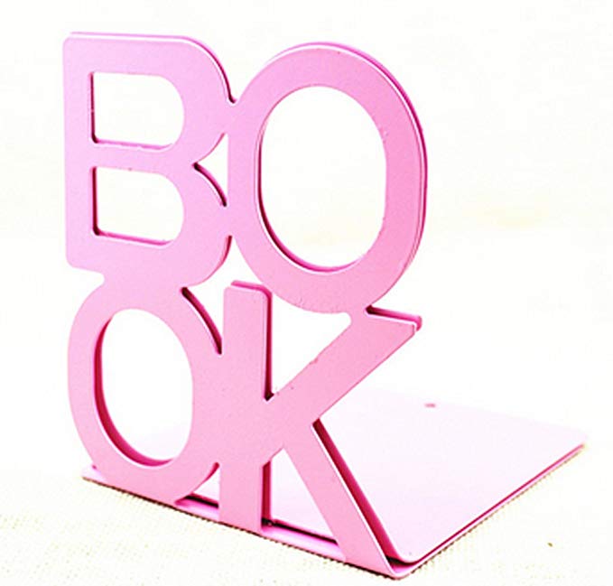 Fasmov Cute Book Nonskid Bookends Art Bookend,1Pair (Pink)