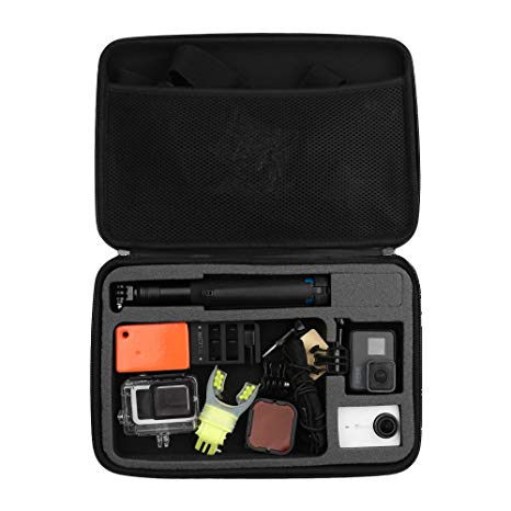 TELESIN Large Carrying Case Travel Case Storage Bag for GoPro Hero 2018, Hero 7 Black, Hero 6, Hero 5 Black, Hero 4, Hero 3 , Session 4 Session 5 Fusion, Xiaoyi, Polariod, Campark Camera Accessories