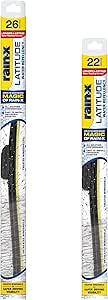 Rain-X 810237 Latitude 2-In-1 Water Repellent Wiper Blades, 26" and 22" Windshield Wipers (Pack Of 2), Automotive Replacement Windshield Wiper Blades With Patented Rain-X Water Repellency Formula