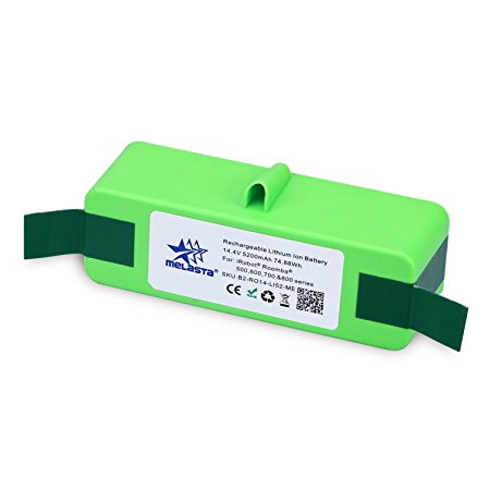 Melasta New 14.4V 5200mAh Lithium-ion Extended Life Replacement Battery for iRobot Roomba 500 600 700 800 Series 510 530 531 532 550 585 595 561 600 620 630 650 760 770 780 870 880