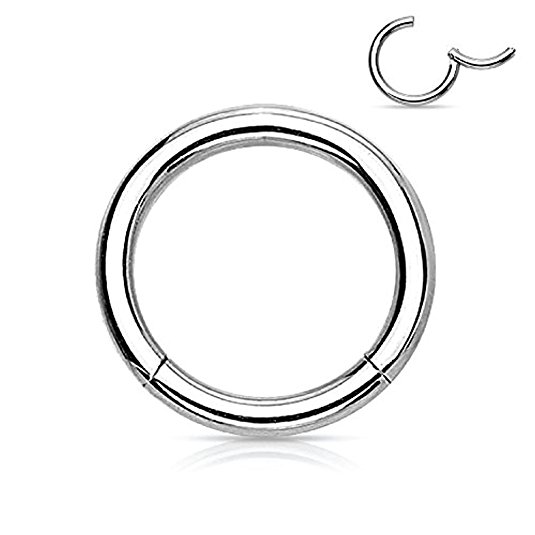 BodyJ4You Hinged Nose Hoop Clicker Piercing Ring Surgical Steel Septum Helix Cartilage Lip Ring