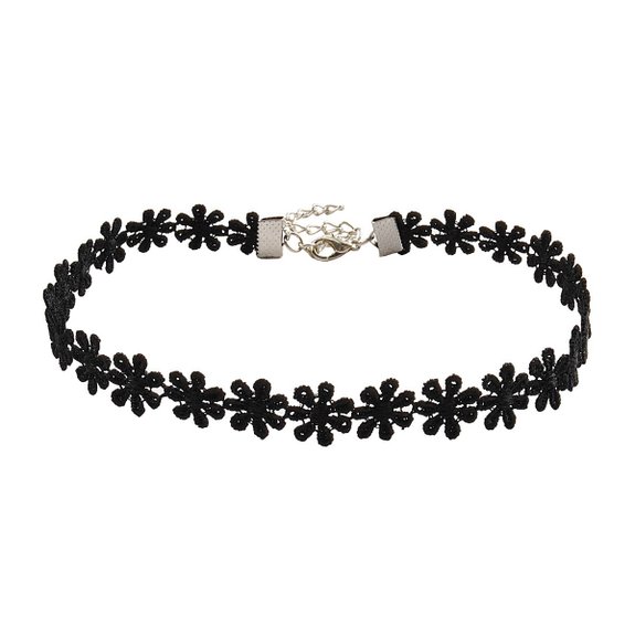 Jane Stone Vintage Black Lace Flower Tattoo Gothic Necklace Choker