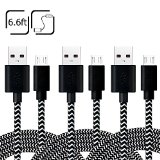 iSeeker Bundle of 3 Durable 66ft2m Nylon Braided Tangle-Free Micro USB Cable for Android Samsung HTC Motorola Nokia and More