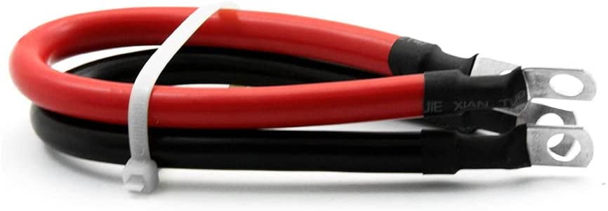 2 AWG 2Gauge Red   Black Pure Copper Battery Inverter Cables Solar, RV, Car, Boat 2 ft 5/16 Lugs (2PCS)
