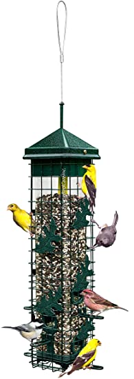 Brome 2004 Squirrel Solution200 5.5"x5.5"x30" Wild Bird Feeder with 6 Feeding Ports, 2qt/3.4lb Seed Capacity, Free Seed Funnel