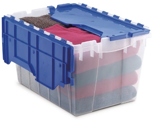 Akro-Mils 66486 CLDBL 12-Gallon Plastic Storage KeepBox with Attached Lid 21-12-Inch by 15-Inch by 12-12-Inch Semi Clear