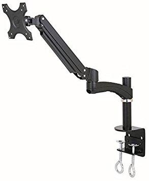 Single LCD Monitor Desktop Mount Stand / Black Deluxe with Gas Spring for 1 Screen up to 27 inches