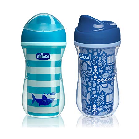 Chicco Insulated Rim Spout Trainer Sippy Cup 9oz 12m  (2pk) - Teal/Blue