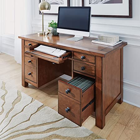 Tahoe Aged Maple Executive Pedestal Desk by Home Styles