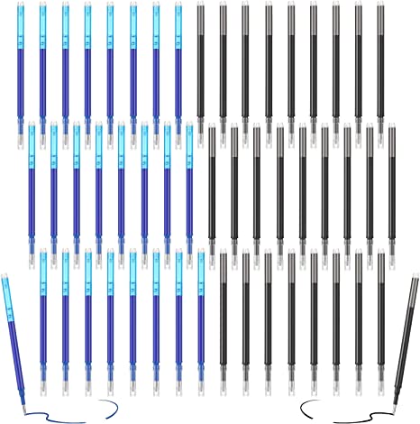 48 Pcs Gel Ink Refills Erasable Pens Refill Writing Pen Refills for Retractable Click Erasable Pens, Fine Point 0.7 mm (Blue, Black)