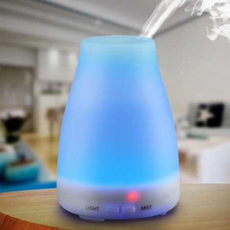 100ml Aromatherapy Essential Oil Diffuser Portable Ultrasonic Cool Mist Aroma Humidifier with Timing Settings and Waterless Auto Shut-off & 7 Changing Color LED Lights,Zero Noise for Home Office and Bedroom