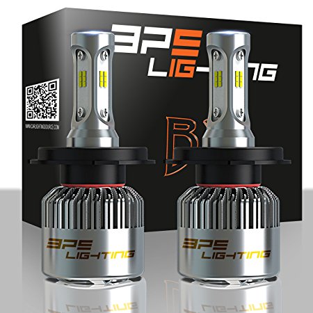 BPS Lighting B2 LED Headlight Bulbs Kit w/Clear Arc Beam 100W 16000LM 6000K - 6500K White CSP LED Headlight Conversion for Replace Halogen Bulb Headlights - (2pcs/set) (9012/HIR2)