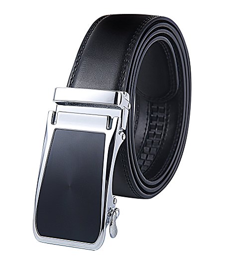 Weifert Men's Belt,Leather Ratchet Dress Belt Trim to Fit 1.3" Wide