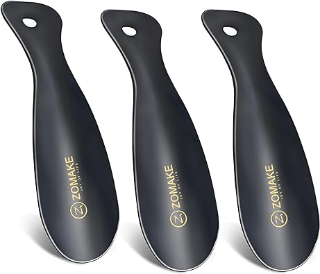 ZOMAKE Metal Shoe Horn for Men Women 3Pcs - 7.5 Inches Stainless Shoehorn Small - Travel Shoe Horns for Kid