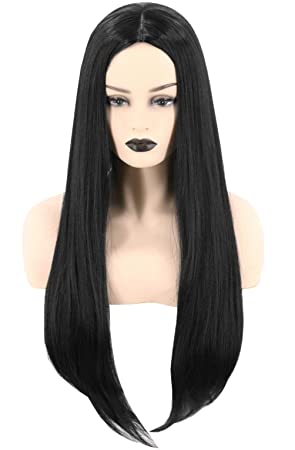 Topcosplay Women's Wigs Black Long Straight No Bangs Cosplay Costume Hair Wig (Black)