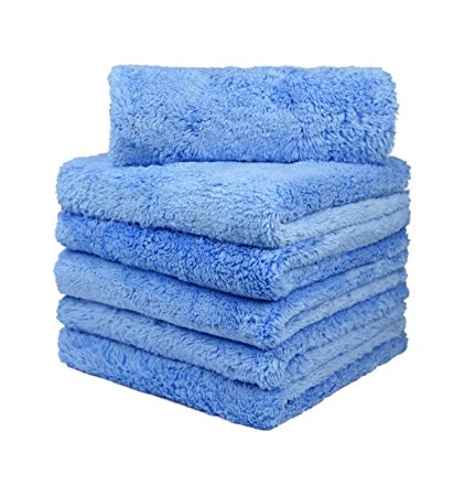 CarCarez Microfiber Car Wash Drying Towels Professional Grade Premium Microfiber Towels for Car Wash Drying Blue 450GSM 16 in.x 16 in. Pack of 6