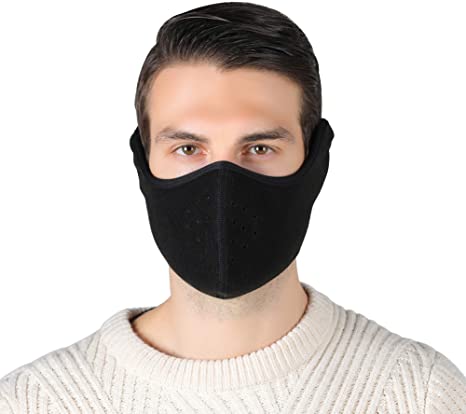 Unisex Winter Ski Mask Outdoor Protect Face Cover Earmuffs Balaclava Cycling Bicycle Motorcycle Mask (Black)