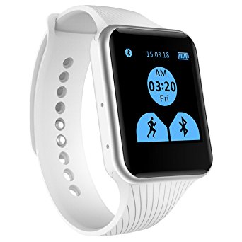 Juboury W15 Bluetooth Smart Watch Phone Mate with Anti-lost Pedometer Sports Exercises Tracker Smart Wristwatch for IOS Samusung Huawei Android Smartphones on Wrist (White)