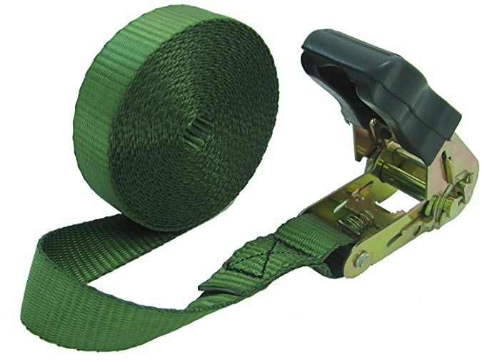 WINGONEER Endless Loop Ratchet Tie-Down Standard Duty Ratchet Endless No Hooks Lashing 1700 lbs 196inch - Army Green