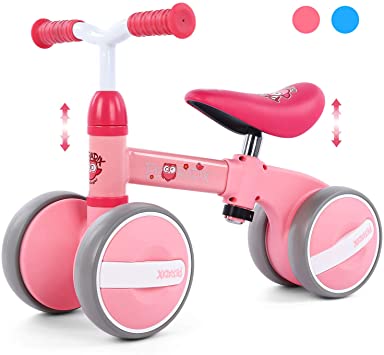 Peradix Baby Balance Bikes Adjustable Bicycle 10-36 Months Toddlers| Riding Toys for 1 Year Old Children Boys Girls | No Pedal Silent Wheels Infant Toddler Bicycle | Best First Birthday Gift (Pink)