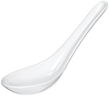 Happy Sales HSSP-MWH12 Commercial Grade White Wonton Soup Spoons (12 Pack), White