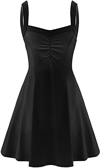 Beyove Women 1950s Vintage Spaghetti Strap Strap Swing Dress Sleeveless Flare A Line Dress