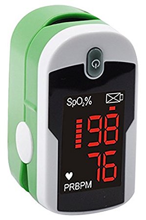 Concord Emerald Fingertip Pulse Oximeter with Reversible Display, Carrying Case and Lanyard