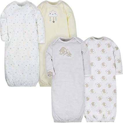 GERBER Baby Girls' 4 Pack Gowns