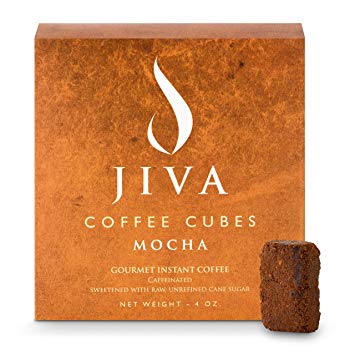 Jiva Cubes – Mocha Instant Coffee - Freeze-Dried Colombian Coffee Sweetened with Raw Sugar – Non-Refrigerated, Organic, Single-Serve, Non-Dairy, No Coffee Creamer (24 Servings)