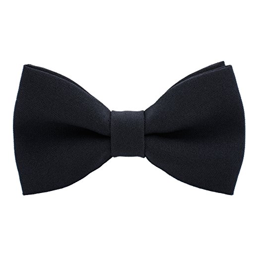 Classic Pre-Tied Bow Tie Formal Solid Tuxedo, by Bow Tie House (Large, Black)