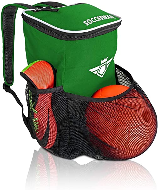 Soccer Backpack with Ball Holder Compartment - for Boys & Girls | Bag Fits All Soccer Equipment & Gym Gear (Black)