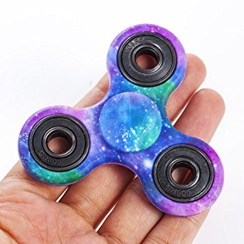 Wooce Starry Sky Tri-Spinner Fidget Spinner Toy,Water Transfer Double-sided Pattern Stress Reducer Hand Spinner