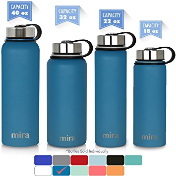 MIRA Stainless Steel Vacuum Insulated Wide Mouth Water Bottle | Thermos Flask Keeps Water Stay Cold for 24 hours, Hot for 12 hours | Metal Bottle with BPA free cap