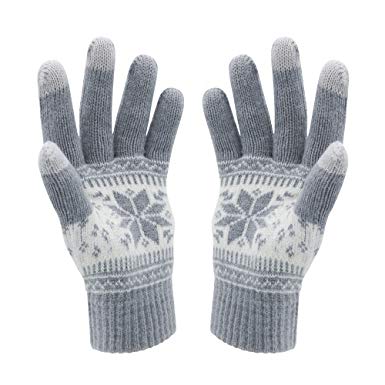 VENI MASEE Winter Lover Snow Print Keep Warm Touch Screen Gloves