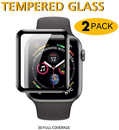JRCT (2 Pack) Premium Tempered Glass Apple Watch Screen Protector Series 5/4 40mm/44mm | Full Coverage | HD Clarity | Shatter-Proof | Scratch Resistant | Bubble Free | Easy Installation (40mm)