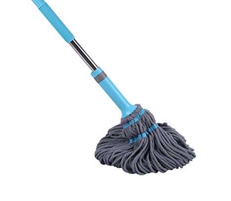 Microfiber Twist Mop Stainless Steel Retractable Handle Grey for House Floors with Removable Washable Head Replacement