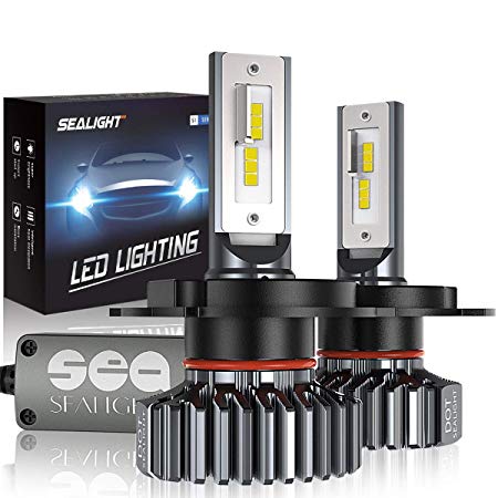 SEALIGHT H4 9003 HB2 LED Headlight Bulb High/Low Beam LED Bulb 6000lm 6000k Super White Xenon White(pack of 2)