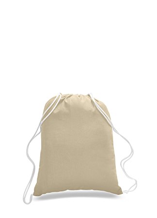 Pack of 2 - Eco-Friendly Reusable Drawstring Bag Natural Eco-Friendly Economical 6 oz. Cotton Canvas Drawstring Bag Cinch bags size 14"W x 18"H - CarryGreen Bag
