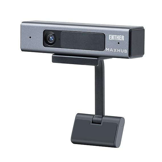 Enther & MAXHUB 1080P Webcam with Microphone, Full HD USB Computer Cameras with Privacy Cover for Desktop or Laptop, 3D-DNR, Plug and Play USB Webcam for Online Learning/Conferencing/Zoom/Skype/Teams