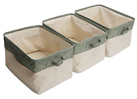 StorageWorks Polyester Storage Basket, Olive and Beige, Large, 3-Pack