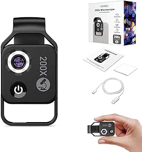 Nano Zoom 200x for iPhone, Nano Zoom, Nanozoom 200x Magnification Zoom, Nanosight x200, Nanozoom for iPhone, Zoom Lens for iPhone, with LED Light/Universal Clip (Black)