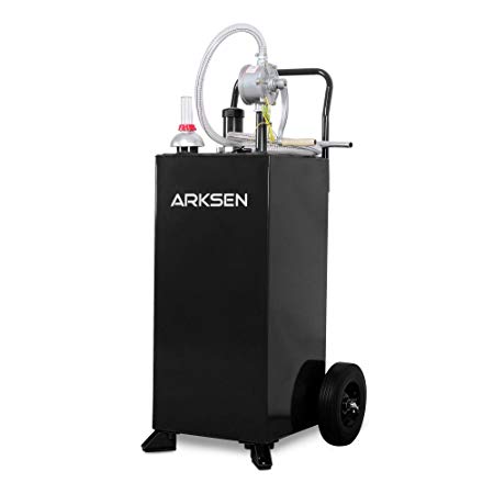 Arksen 30 Gallon Portable Fuel Transfer Gas Can Caddy Storage Gasoline Tank Heavy Duty 30-Gallons Capacity- Black