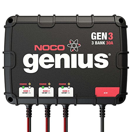 NOCO Genius GEN3 30 Amp 3-Bank Waterproof Smart On-Board Battery Charger